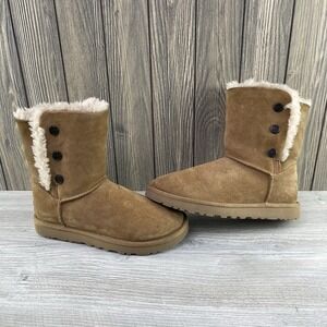 UGG Australia Bailey Snaps Boots Womens 7 Brown Leather Comfort Outdoor 1127151